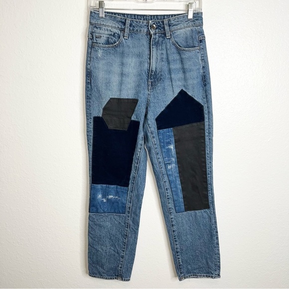 G-Star Raw Jeans Women 26 Boyfriend Patched Velvet Midge Sec High Waist B25 - Picture 1 of 12